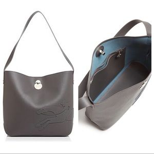 Longchamp Shop It Gray Leather Hobo - EUC
